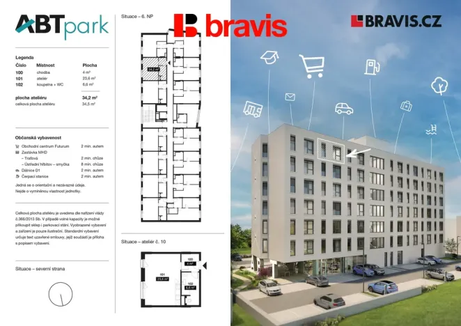 Pronájem bytu 1+kk, Brno - Horní Heršpice, Bohunická, 35 m2