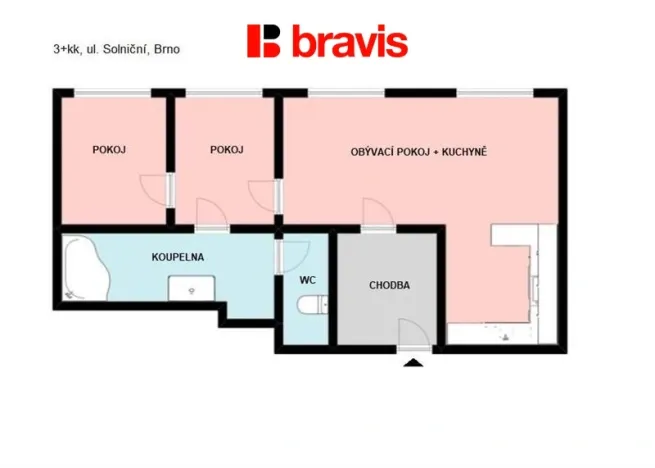 Pronájem bytu 3+kk, Brno - Brno-město, Solniční, 66 m2
