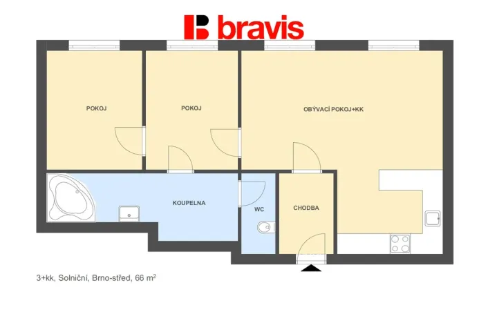 Pronájem bytu 3+kk, Brno - Brno-město, Solniční, 66 m2