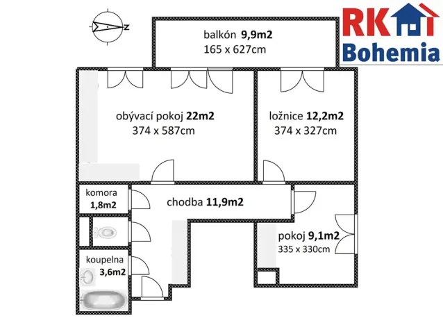 Pronájem bytu 3+kk, Praha - Uhříněves, Václava Trojana, 62 m2
