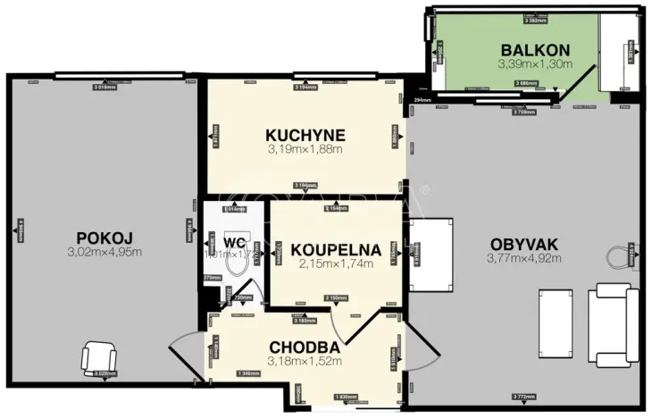 Prodej bytu 2+1, Bohumín - Nový Bohumín, Šunychelská, 51 m2