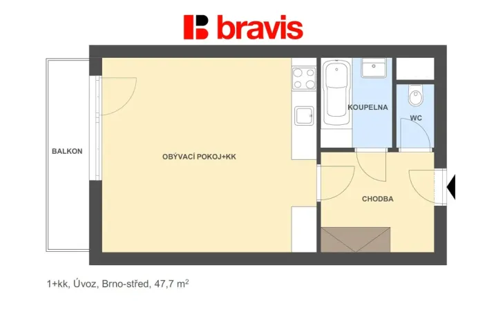 Pronájem bytu 1+kk, Brno - Staré Brno, Úvoz, 47 m2