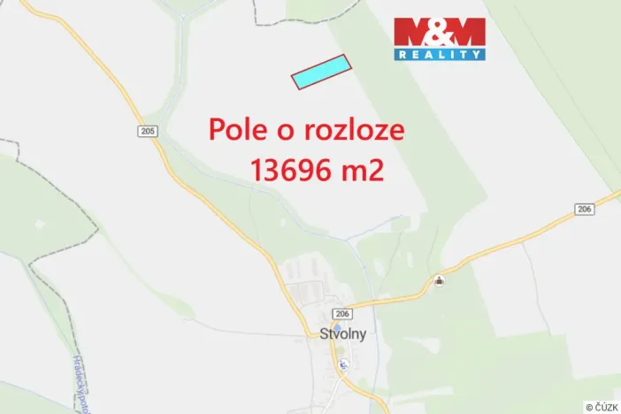 Prodej pole, Manětín - Stvolny, 13696 m2