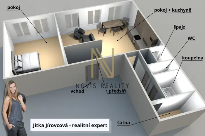 Pronájem bytu 2+kk, Domažlice, náměstí Míru, 69 m2
