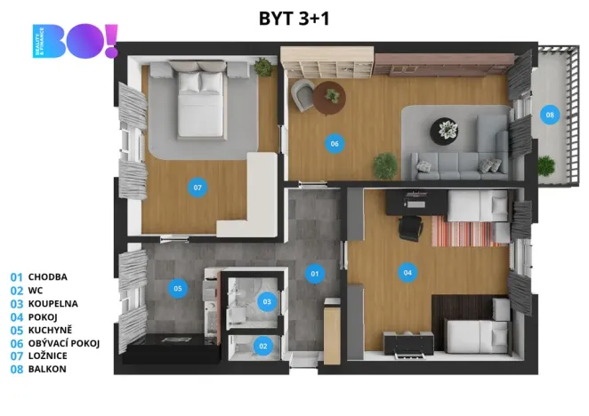 Pronájem bytu 3+1, Třinec, Lidická, 68 m2