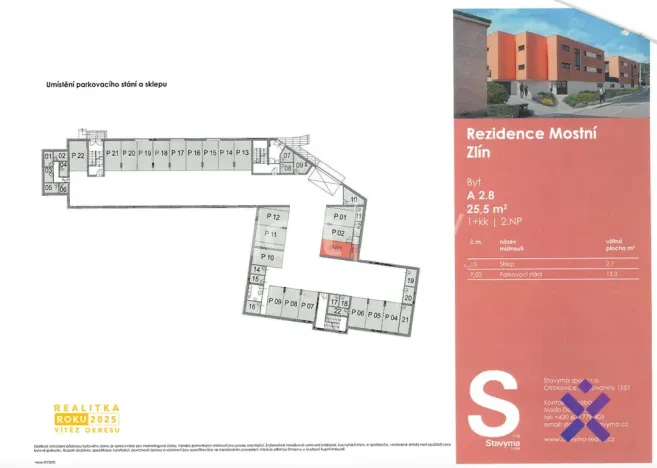 Pronájem bytu 1+kk, Zlín, Mostní, 27 m2