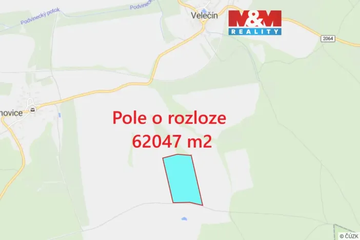 Prodej pole, Velečín, 62047 m2