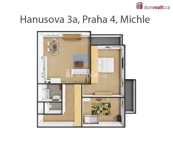 Pronájem bytu 3+kk, Praha - Michle, Hanusova, 78 m2