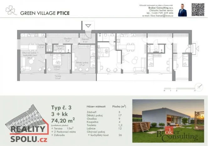 Prodej bytu 3+kk, Ptice, Úvoz, 74 m2