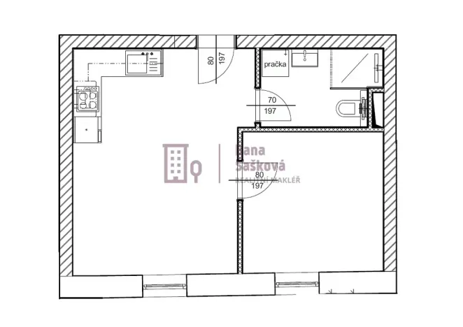 Pronájem bytu 2+kk, Jindřichův Hradec, nám. Míru, 39 m2
