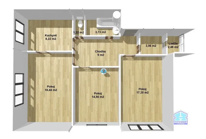 Prodej bytu 3+1, Kralovice - Trojany, 78 m2