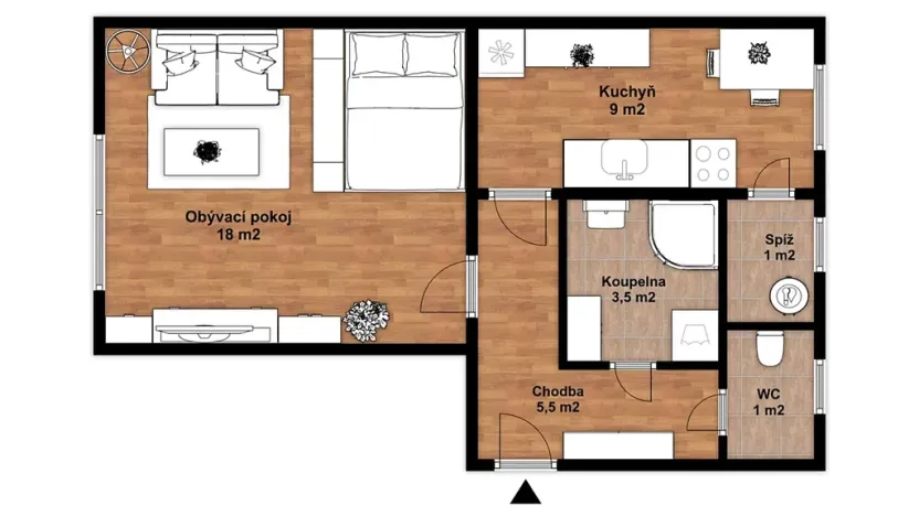 Pronájem bytu 1+1, České Budějovice, Pražská tř., 38 m2