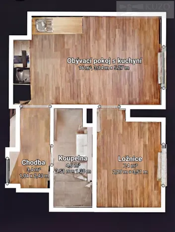 Pronájem bytu 2+kk, Příbram, Pod Haldou, 31 m2