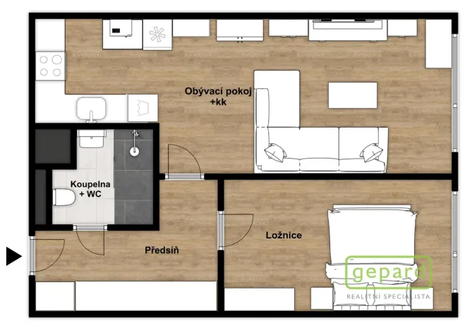 Pronájem bytu 2+kk, Praha, Augustinova, 46 m2