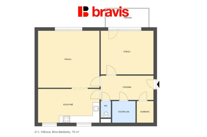 Pronájem bytu 2+1, Brno - Medlánky, 76 m2