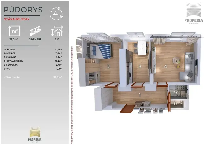 Prodej bytu 2+1, Brno, Chaloupeckého náměstí, 58 m2