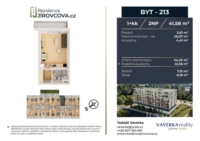 Prodej bytu 1+kk, České Budějovice, Jírovcova, 41 m2