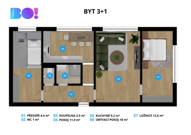 Prodej bytu 3+1, Ostrava, Nádražní, 60 m2
