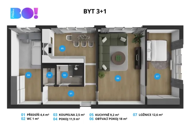 Prodej bytu 3+1, Ostrava, Nádražní, 60 m2