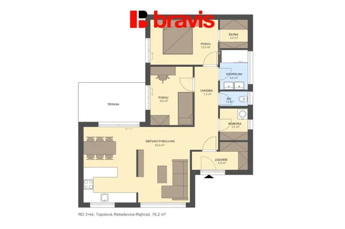 Prodej rodinného domu, Rebešovice, Topolová, 100 m2