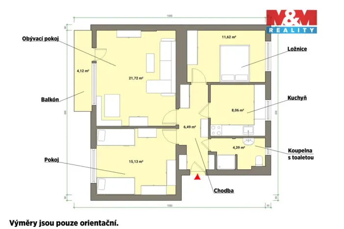 Prodej bytu 3+1, Valy, Pod Lesem, 64 m2