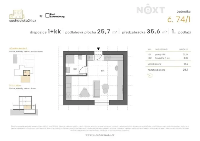 Prodej bytu 1+kk, Praha - Sedlec, Suchdolská, 26 m2