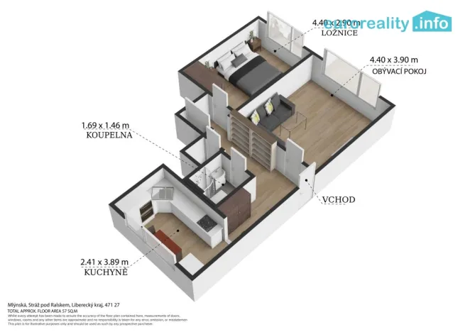 Prodej bytu 2+1, Stráž pod Ralskem, Mlýnská, 56 m2