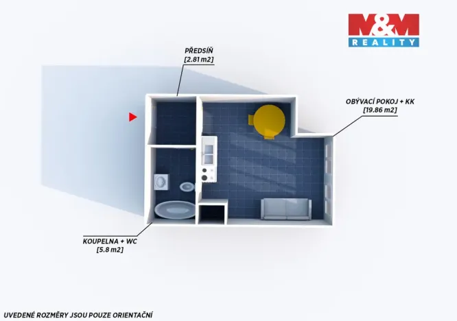 Pronájem bytu 1+kk, Rokycany - Nové Město, Dělostřelců, 31 m2