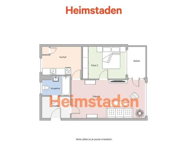 Pronájem bytu 2+1, Orlová - Lutyně, Lesní, 46 m2