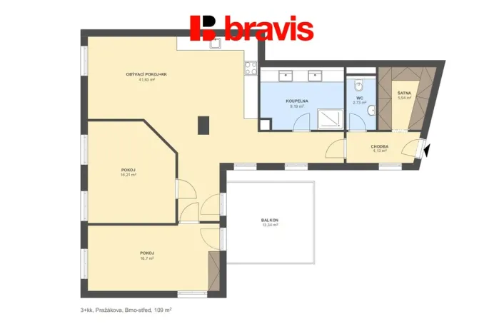 Prodej ubytování, Brno - Štýřice, Pražákova, 96 m2