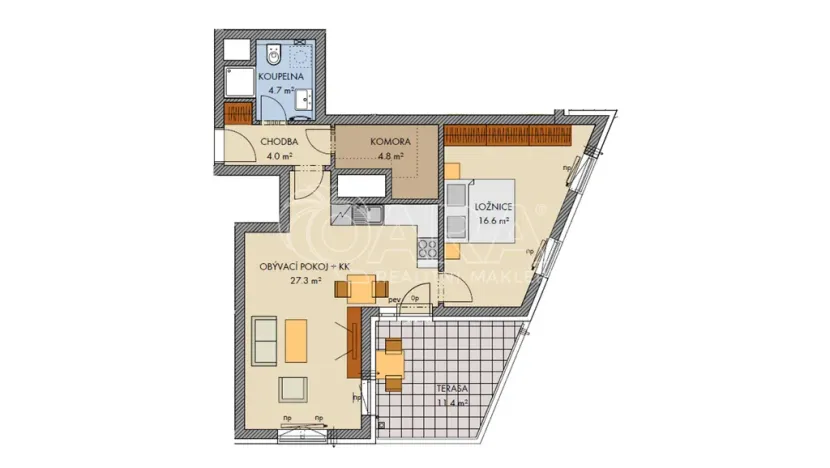 Pronájem bytu 2+kk, Praha - Stodůlky, Ferrariho, 61 m2