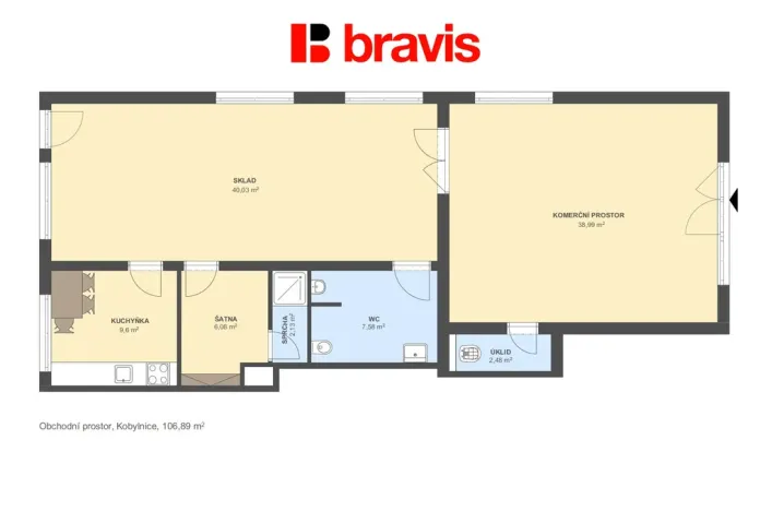 Pronájem obchodního prostoru, Kobylnice, U Řempa, 107 m2