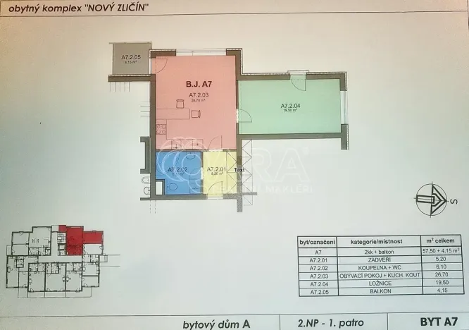 Pronájem bytu 2+kk, Praha - Zličín, Tvrdonická, 58 m2