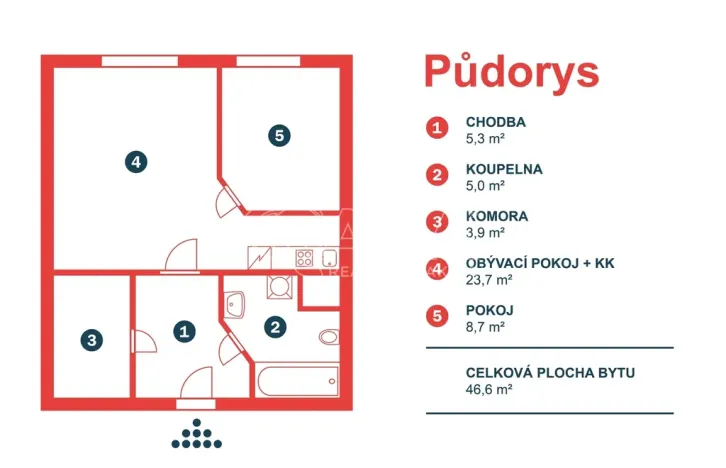 Pronájem bytu 2+kk, Praha - Troja, Hnězdenská, 47 m2