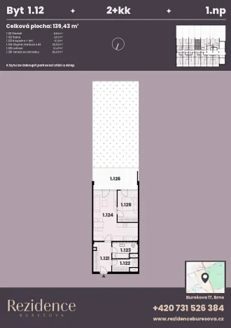 Prodej bytu 2+kk, Brno, Burešova, 141 m2
