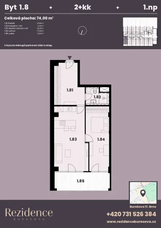 Prodej bytu 2+kk, Brno, Burešova, 75 m2