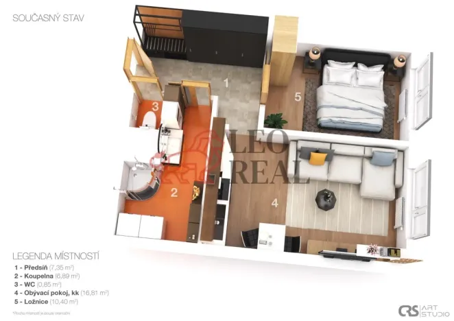 Pronájem bytu 2+kk, Praha - Stodůlky, Heranova, 44 m2