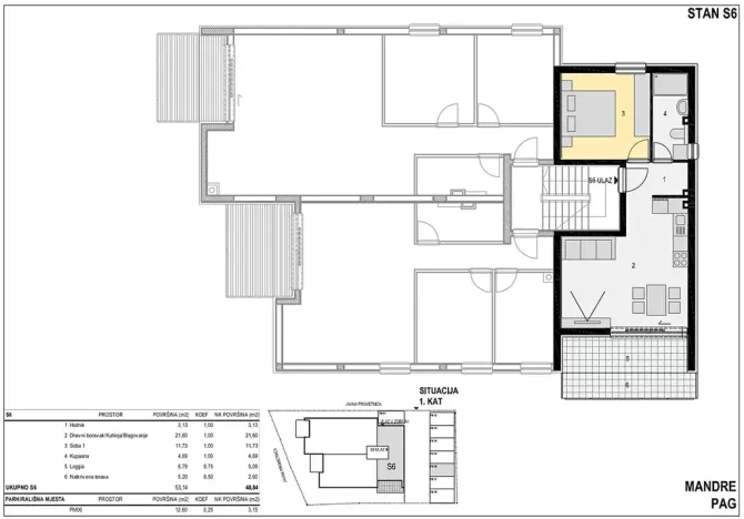 Prodej bytu 2+kk, Mandre, Chorvatsko, 49 m2