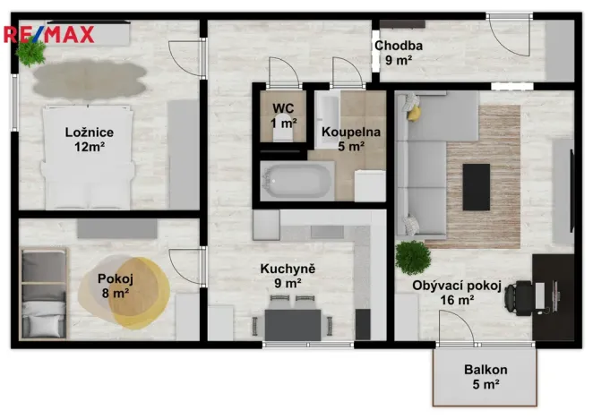 Prodej bytu 3+1, Kuřim, Na Loučkách, 68 m2