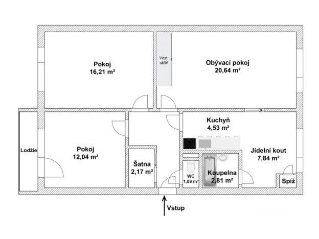 Prodej bytu 3+1, Strážnice, Kovářská, 77 m2