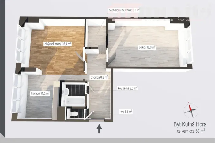 Prodej bytu 2+kk, Kutná Hora, Jana Zajíce, 58 m2