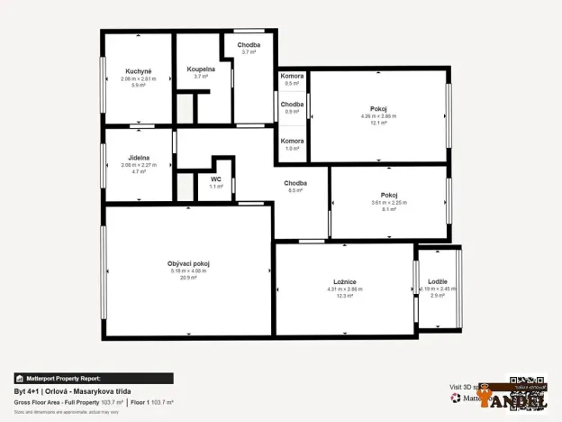 Prodej bytu 4+1, Orlová, Masarykova třída, 86 m2