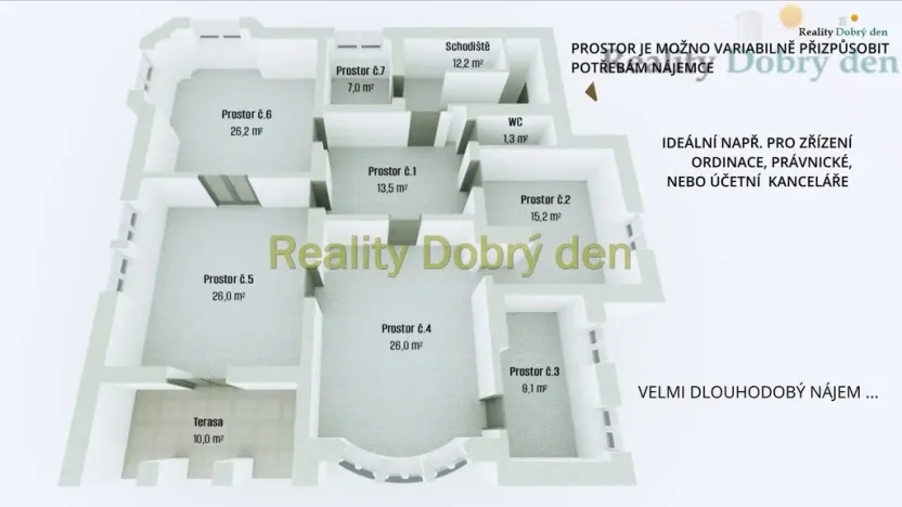 Pronájem ordinace, Opava, Tyršova, 124 m2