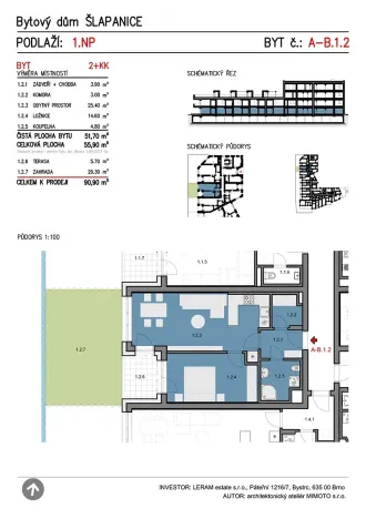 Prodej bytu 2+kk, Šlapanice, 56 m2