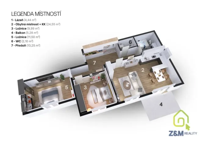 Prodej bytu 3+kk, Včelná, Pod Tratí, 67 m2