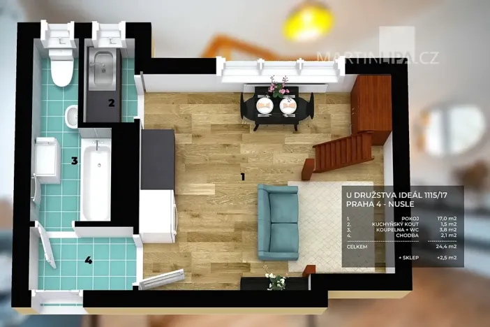 Prodej bytu 1+kk, Praha - Nusle, U družstva Ideál, 25 m2