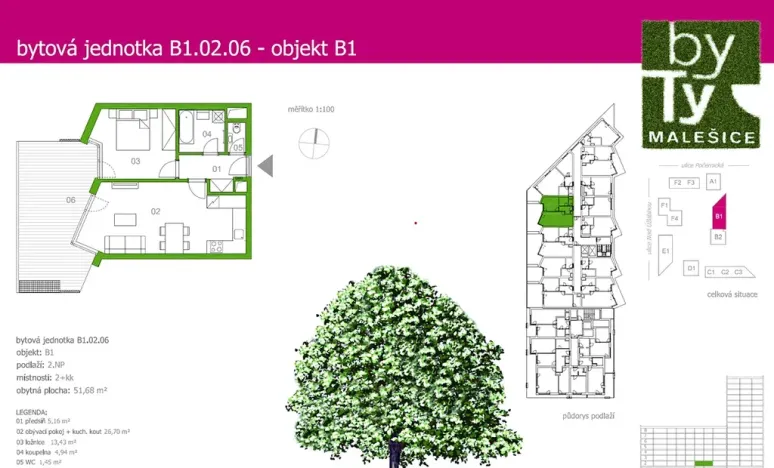 Prodej bytu 2+kk, Praha - Malešice, Počernická, 52 m2