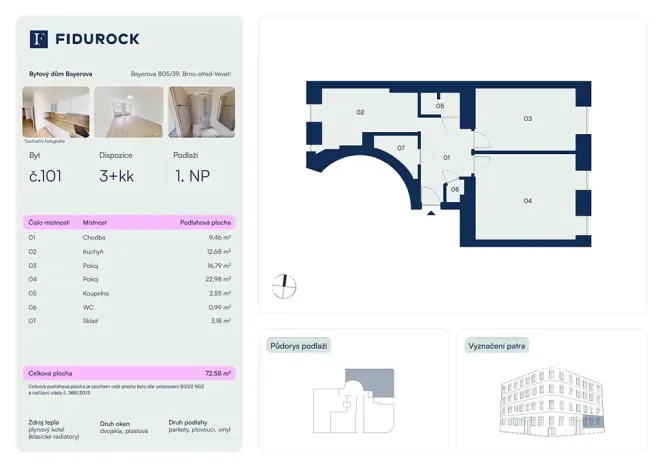 Prodej bytu 3+kk, Brno, Bayerova, 73 m2