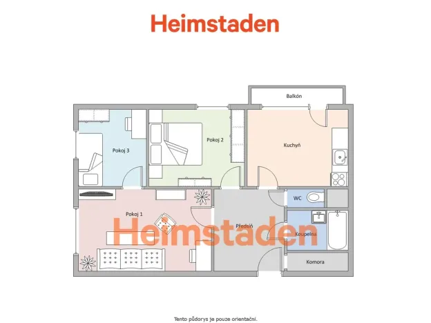 Pronájem bytu 3+1, Orlová - Lutyně, Masarykova třída, 67 m2