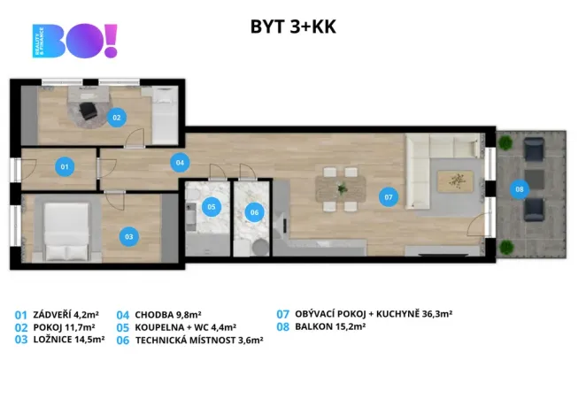 Pronájem apartmánu, Soběšovice, 103 m2